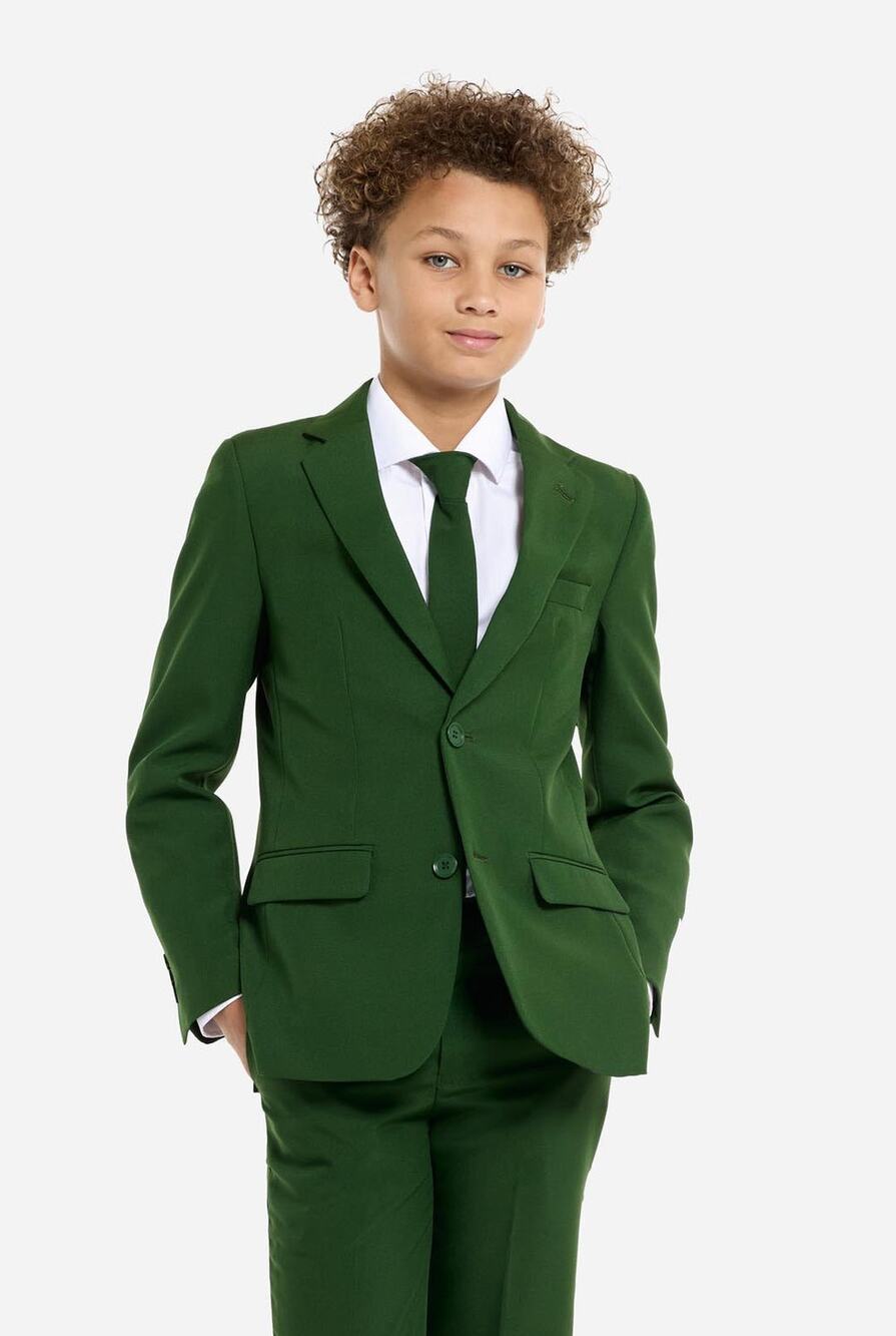 OppoSuits Teen Boys Glorious Green Solid Color Suit 14Y